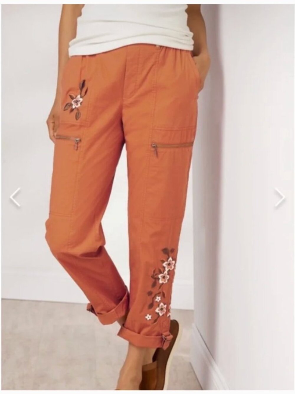 Soft Surroundings Everything Under The Sun Embroidered Floral Cargo Pant Size 2X